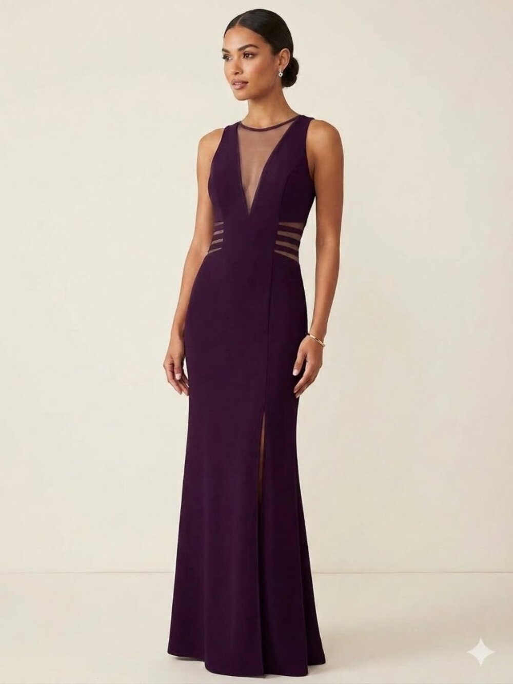 Morgan and Co. formal burgundy maxi dress, size 1/2